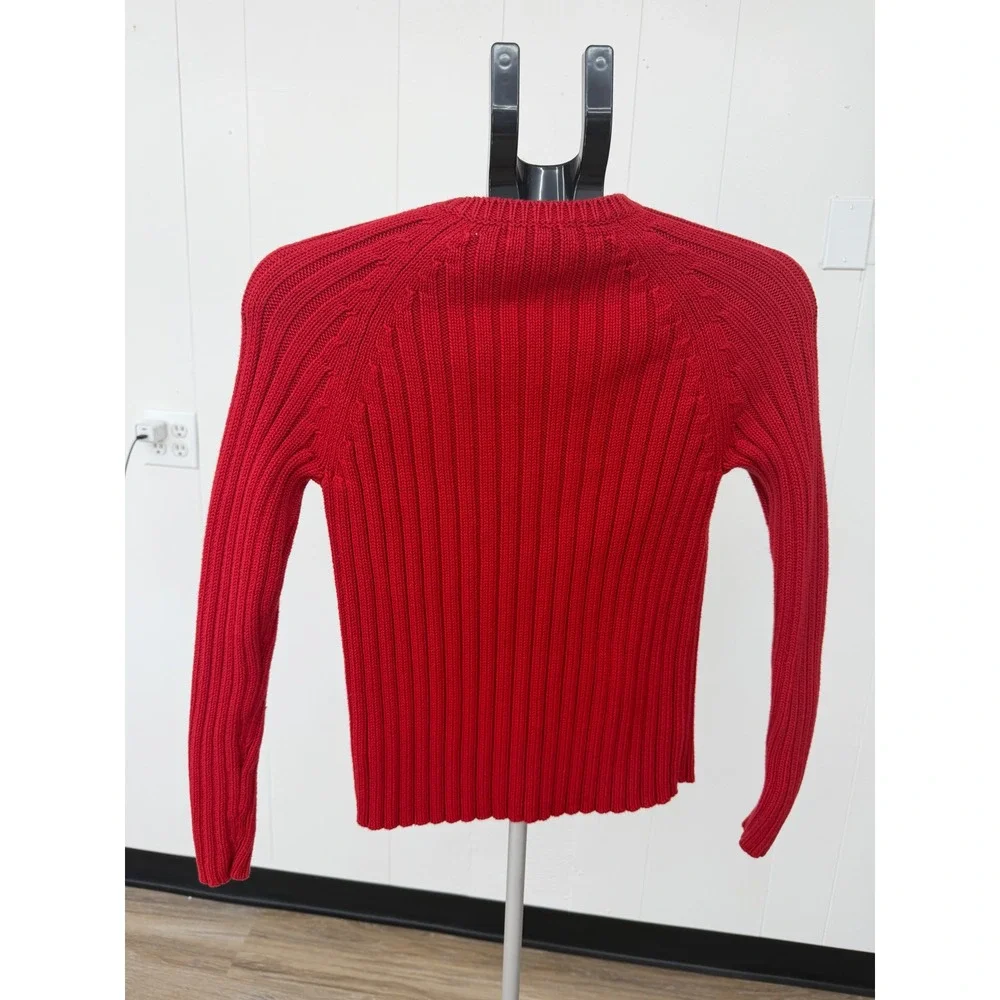 Michael Michael Kors Sweater Womens Medium Red Excellent Zip Shoulder Ribbed